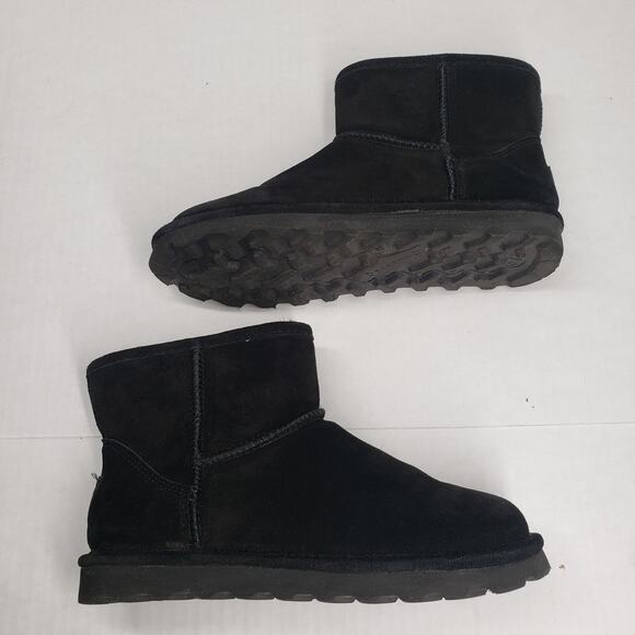 BearPaw Alyssa Boots Womens 9 Black 5" Suede Bohemian Ankle Casual Sheepskin - Picture 5 of 14